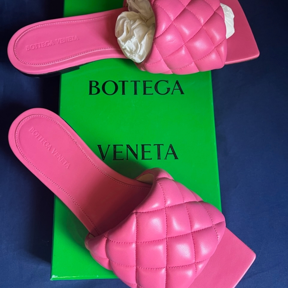 Bottega Veneta Pink Quilted Sandals